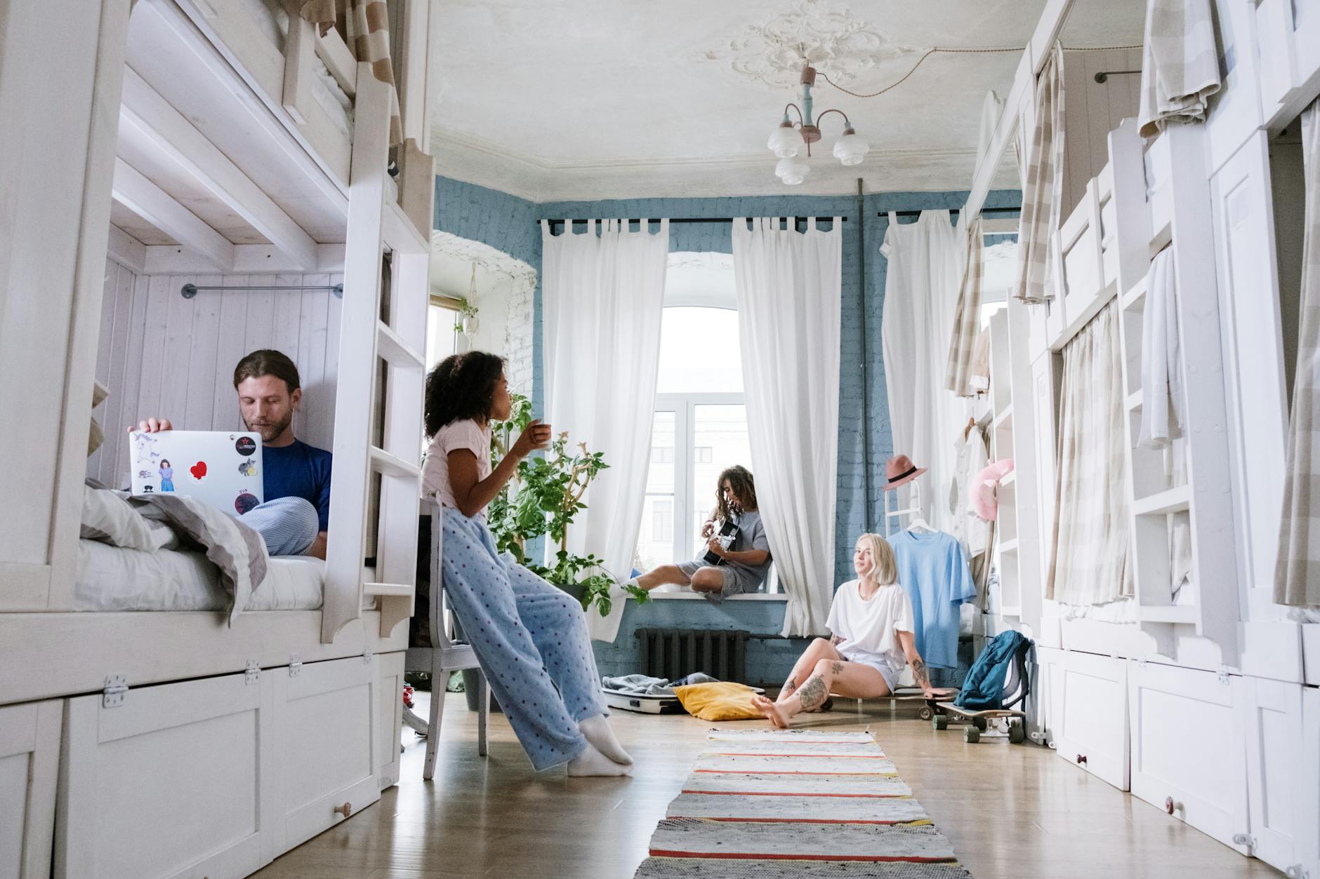 men and women inside their dorm room